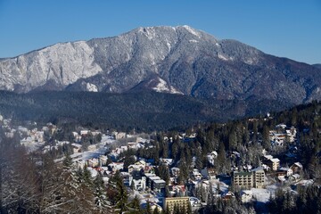 ski resort, Clabucet Ski Slope, viewpoint to Postavaru Mountains and Predeal City, Romania