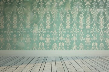 Mint wallpaper with damask pattern - obrazy, fototapety, plakaty