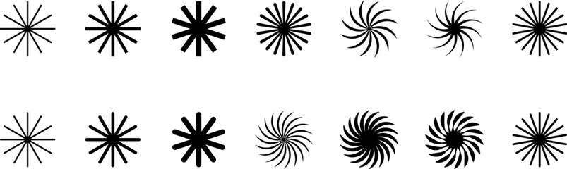 Shapes for swiss minimal style design. Trendy geometric postmodern primitive figures. Vector illustration contemporary stars or flowers.