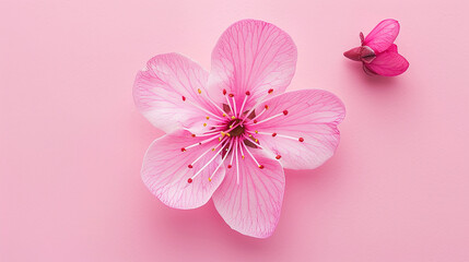 Vista superior linda flor rosa