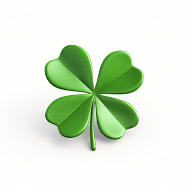 3d render icon of leaf clover cartoon isolated generated AI