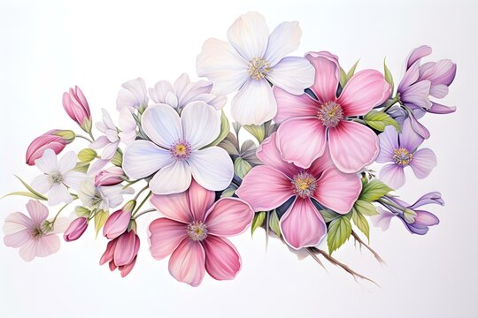 a simple drawing drawn with colored pencils Flowers for spring. Concept Topic, Spring Flowers, Colored Pencils