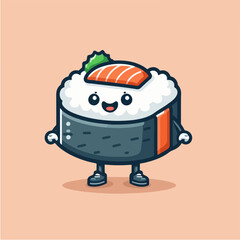 illustration of a tiny sushi cartoon character mascot