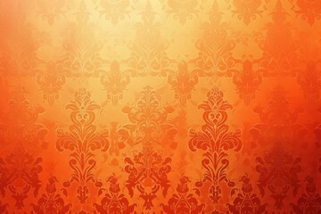 Orange wallpaper with damask pattern - obrazy, fototapety, plakaty