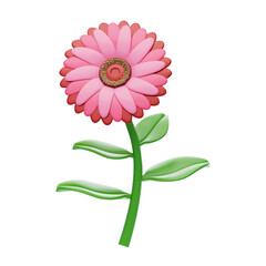 3D Zinnia Model For Garden. 3d illustration, 3d element, 3d rendering. 3d visualization isolated on a transparent background