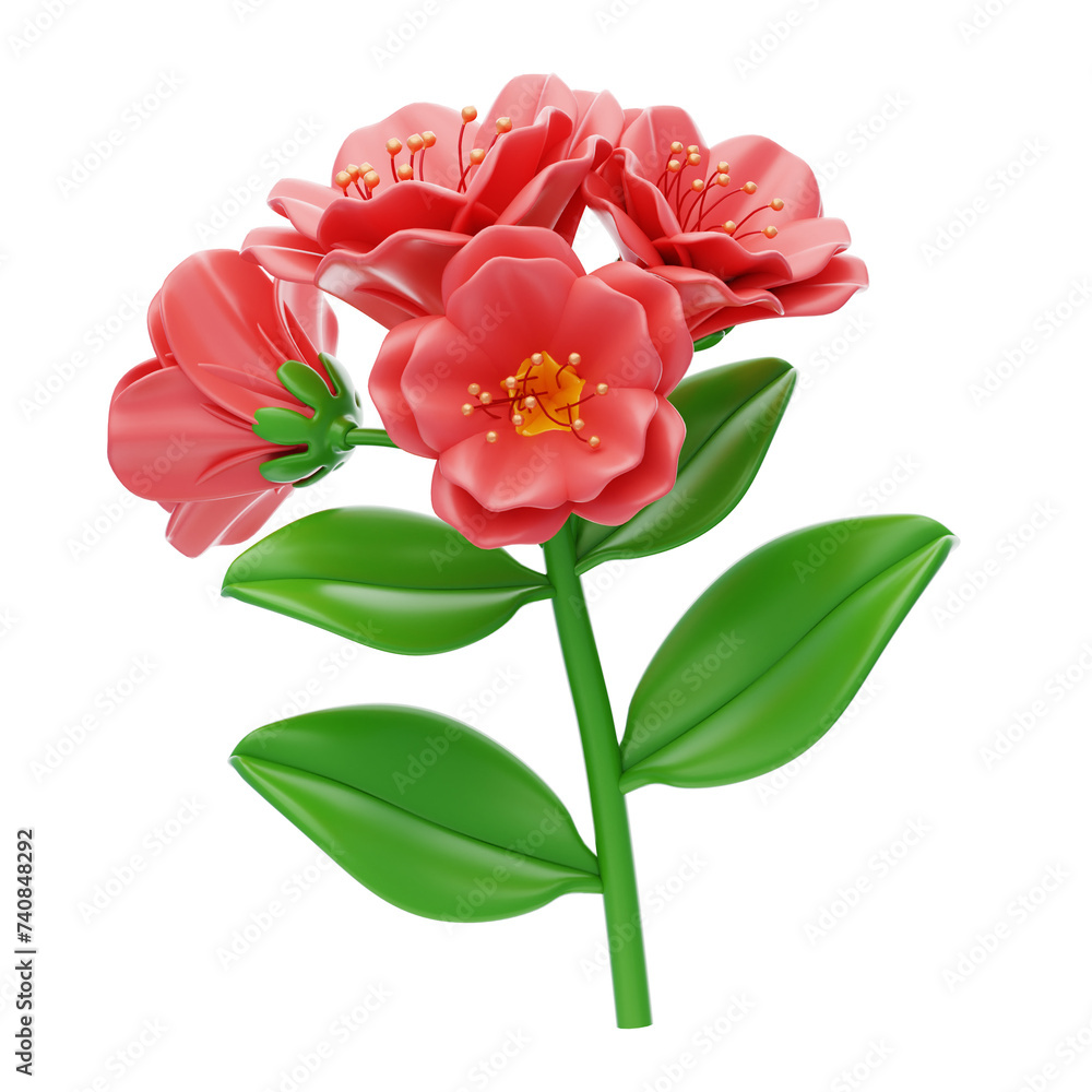Aufkleber Red Alstroemeria Flower 3D Model. 3d illustration, 3d element, 3d rendering. 3d visualization isolated on a transparent background