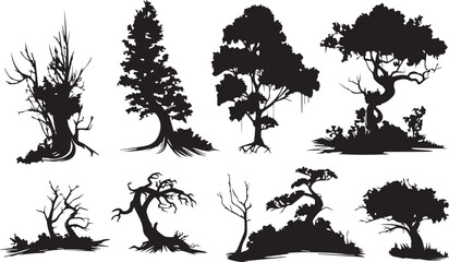 Set Trees. Hand drawn vector illustration