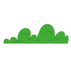 Hand drawn natural green grass bushes