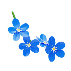 Forget Me Not Delight Captivating 3D Floral Display. 3d illustration, 3d element, 3d rendering. 3d visualization isolated on a transparent background
