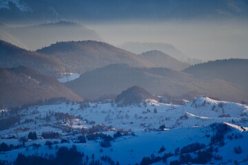 mountains in the snow, Piatra Craiului Mountains, Romania