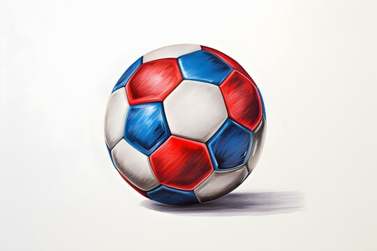 a simple drawing drawn with colored pencils Soccer ball. Concept This drawing sounds like a fun project, Do you need guidelines or tips on how to draw a soccer ball with colored pencils?
