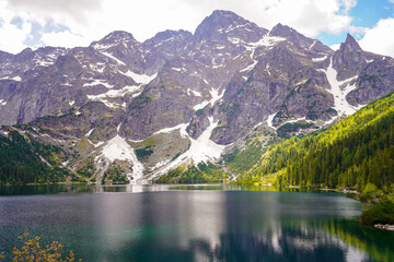 Morskie Oko mountain lake in the Tatras mountains - obrazy, fototapety, plakaty