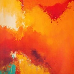 Multi colored abstract painting with bright Orange and yellow