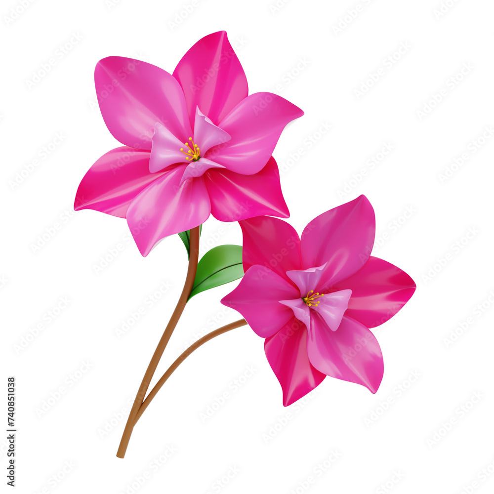 Aufkleber 3d magnolia blossom model with elegant petals. 3d illustration, 3d element, 3d rendering. 3d visuali