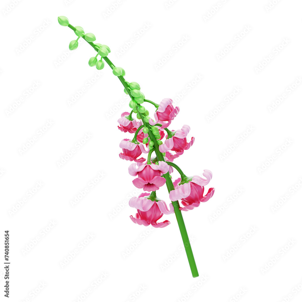 Poster 3d model snapdragon flower vibrant blooms. 3d illustration, 3d element, 3d rendering. 3d visualizati