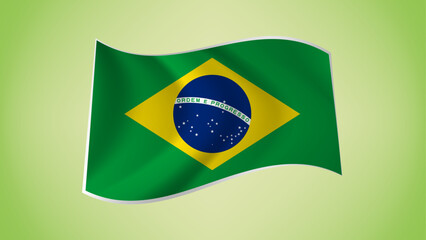 National Flag of Brazil - Waving National Flag of Brazil - Brazil Flag Illustration
