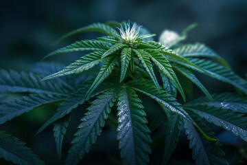 Cannabis leaves, close-up background image