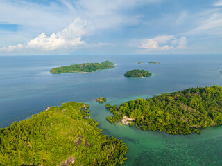 Group of Islands and Blue sea. Once Islas in Zamboanga, Philippines.