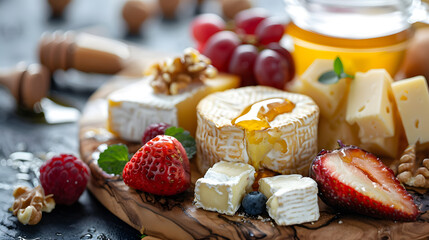 Gourmet Cheese and Fruit Platter with Honey Drizzle