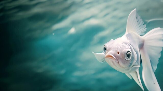 closeup of an albino corydoras aeneus fish swimming. 4k video animation