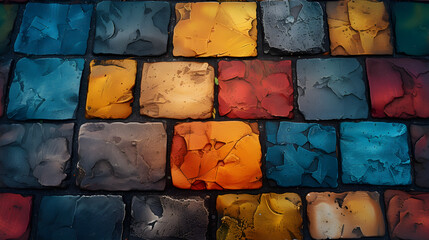 Close Up of a Multi Colored Brick Wall - obrazy, fototapety, plakaty