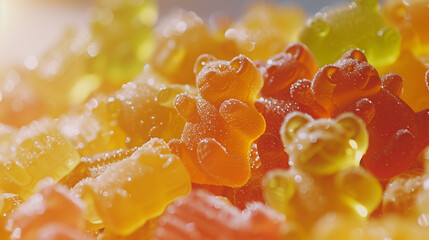 Glistening Gummy Bears in a Rainbow of Colors