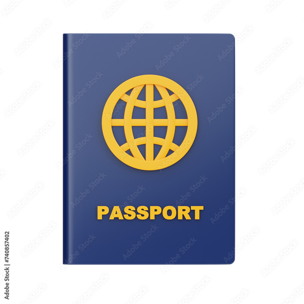 Poster 3d passport model gateway to global journeys. 3d illustration, 3d element, 3d rendering. 3d visualiz