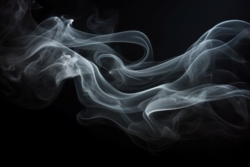 Fototapeta premium Abstract smoke on black background. Air humidifier mist swirling in dark atmosphere. Steam effect