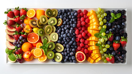Colorful Assortment of Fresh Fruits on a Tray