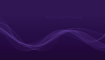 Purple background with flowing wave lines. Futuristic technology concept. Vector illustration