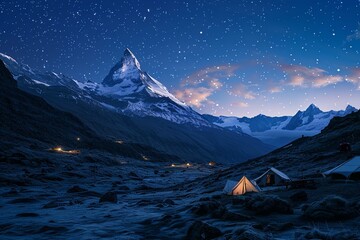 5 Billion Star Hotel. Camping in the mountains under the starry night sky.