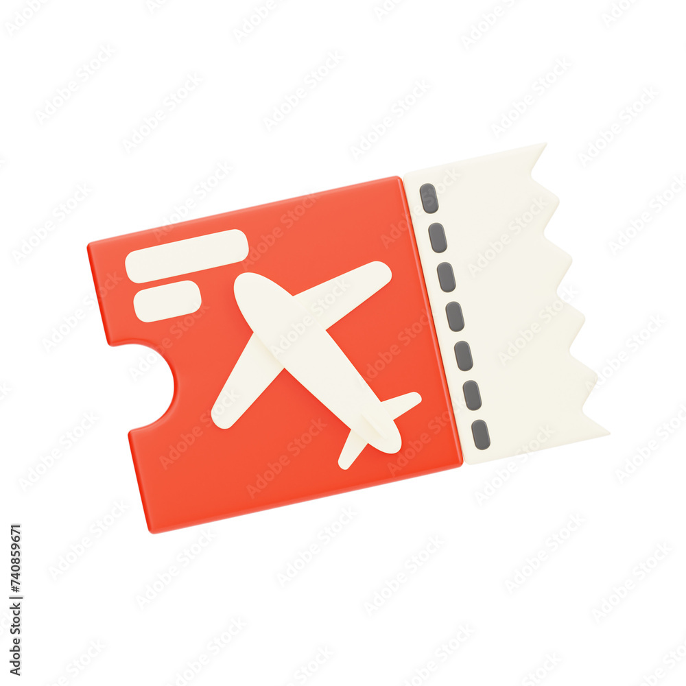 Poster 3d flight ticket model seamless boarding for your journey. 3d illustration, 3d element, 3d rendering