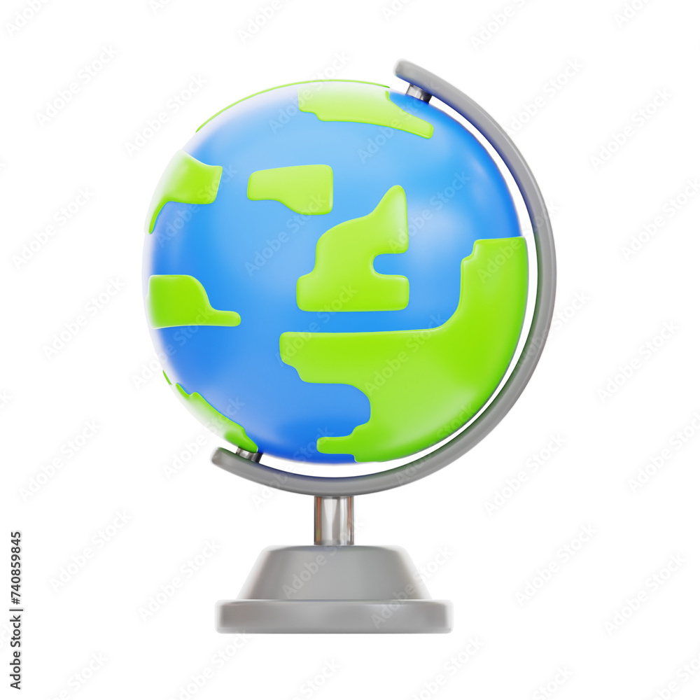 Poster 3d globe model exploring the world at your fingertips. 3d illustration, 3d element, 3d rendering. 3d