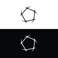 Black and white circle vector logo template design. Circle logo illustration silhouette