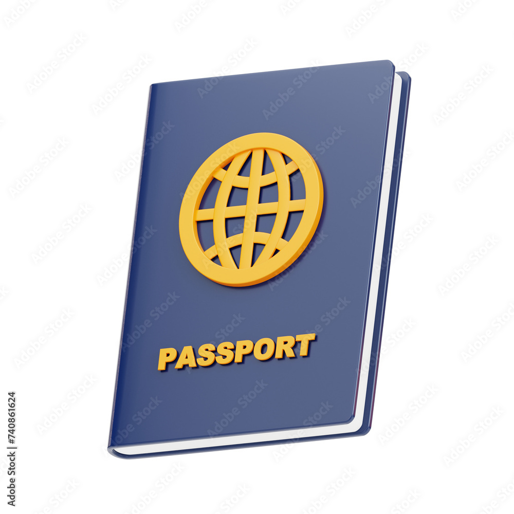 Poster 3d passport model gateway to global journeys. 3d illustration, 3d element, 3d rendering. 3d visualiz