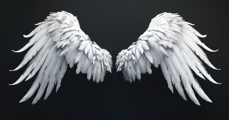 Ethereal Angelic Wings on Black
