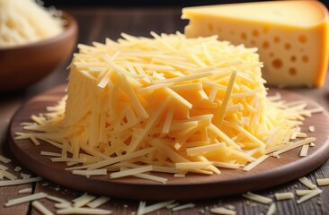 Grated cheese on the table
