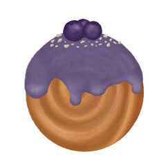 Blueberry Cream Crombolloni Pastry Illustration