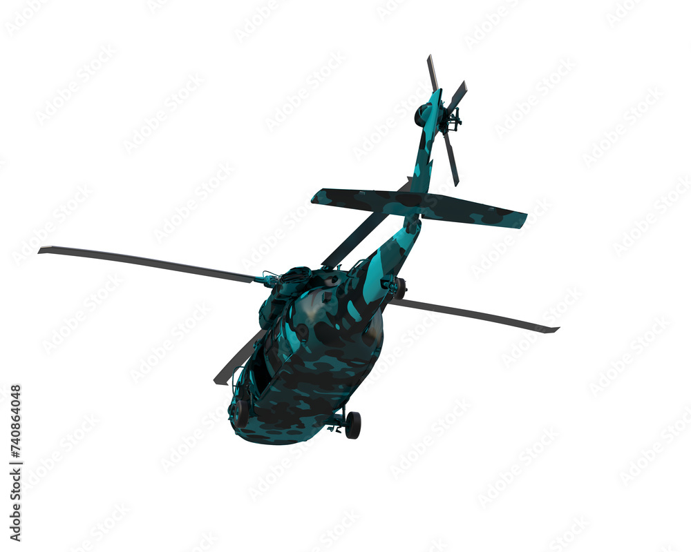 Canvas Prints War helicopter isolated on background. 3d rendering - illustration