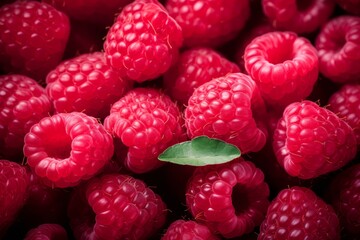 Fresh sweet raspberries arranged together representing concept of healthy diet and nutrition