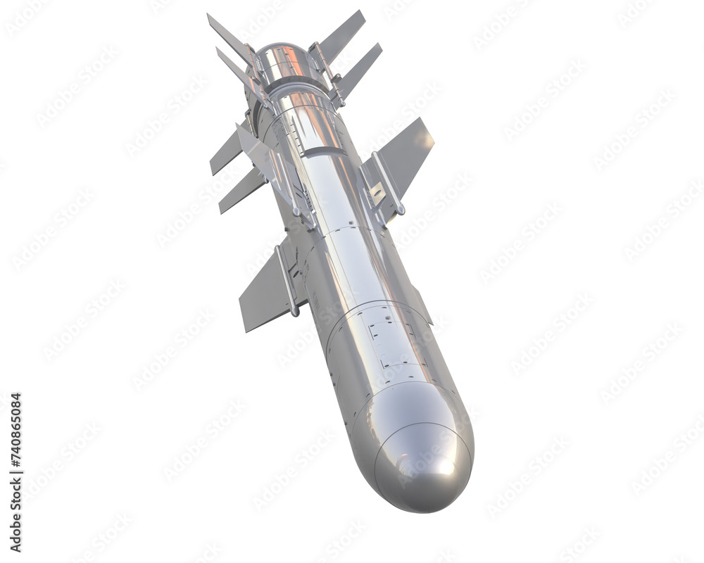 Sticker Missile isolated on background 3d rendering illustration