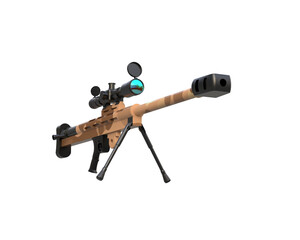 Riffle with scope isolated on background. 3d rendering - illustration