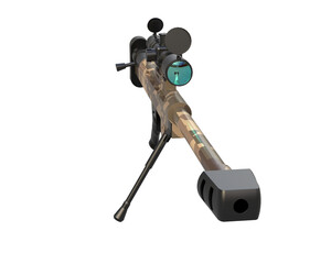 Riffle with scope isolated on background. 3d rendering - illustration