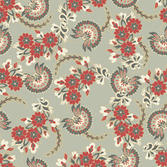 Vintage Vector Floral seamless pattern - 740865629