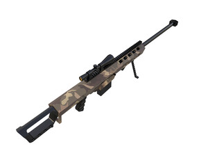 Fototapeta premium Riffle with scope isolated on background. 3d rendering - illustration