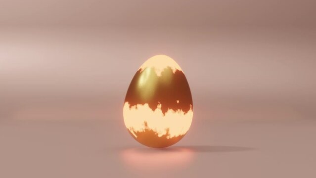Easter light golden moving and motion swings from side to side on pink gold background. Easter egg holiday motion. Happy Easter Greeting. Loop video 4k graphic 3d animation