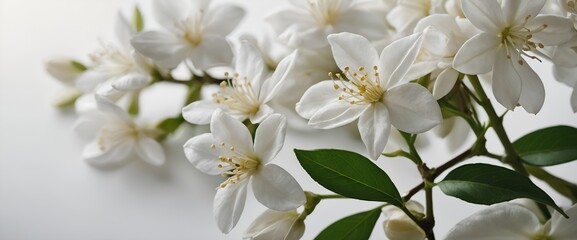 Closeup Of White Jasmine Flowers blossam with white background