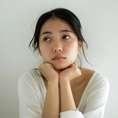 Contemplative Japanese Woman Portrait