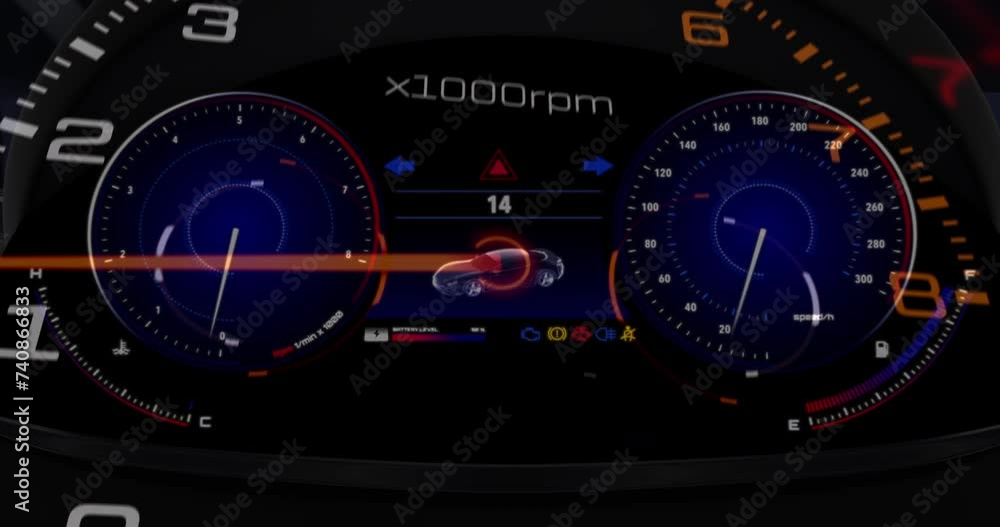Poster Powerful V8 Engine Generating Power At High Speed. Flames Everywhere. Performance Sports Car And Engines Related 3D Animation.