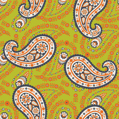 seamless paisley pattern. Colorful vector background - 740867017